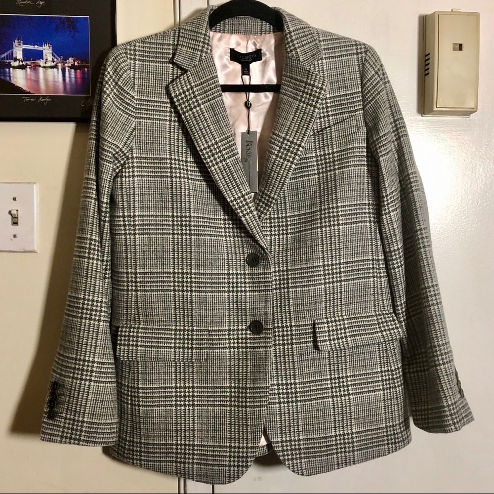 NWT Plaid Wool Blazer